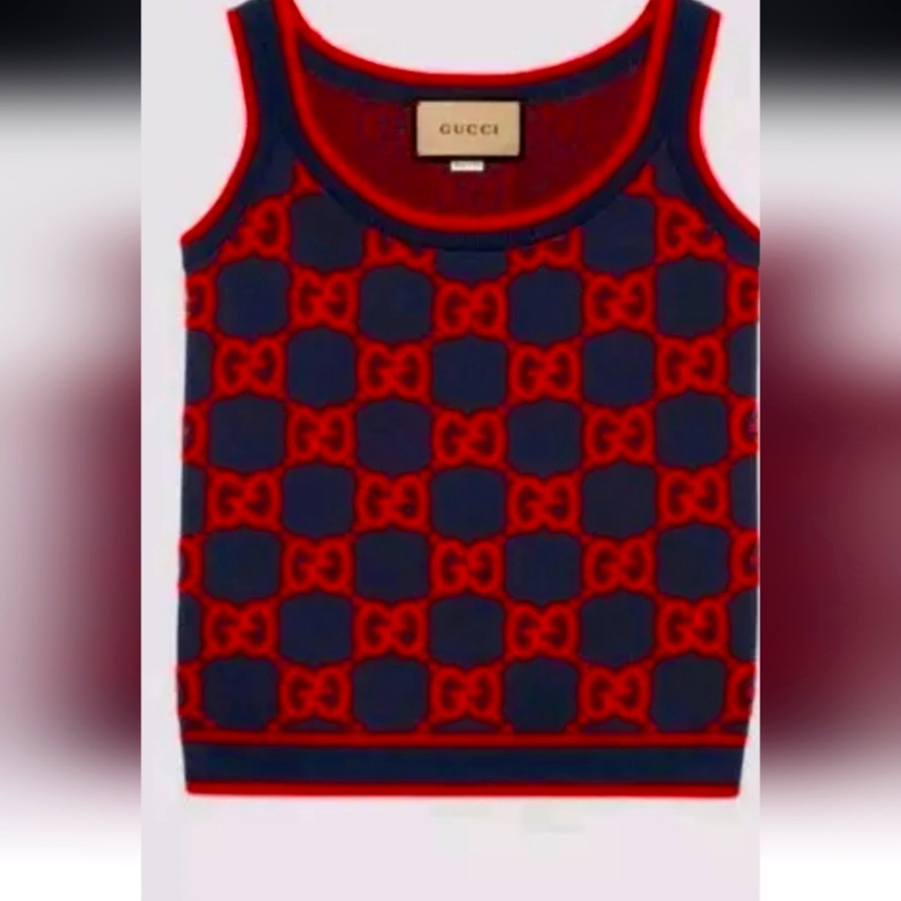 Gucci GG Sleeveless Sweater Red and Blue